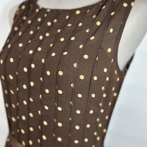 Z Studio Pretty Woman Brown Polka Dot Sleeveless Lined Dress Size 10